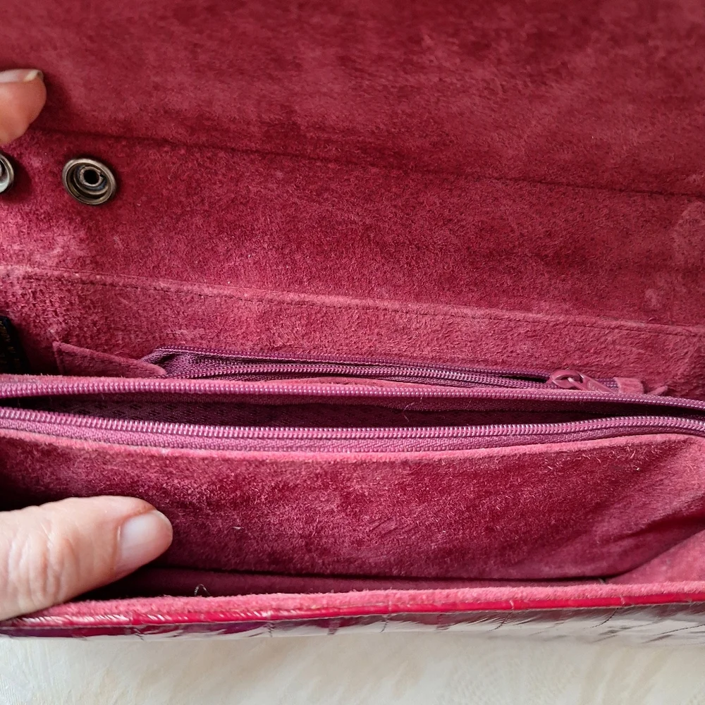 Vibtage Red/Burgundy Eel Leather Women's Bag Made In Korea - Picture 5 of 10